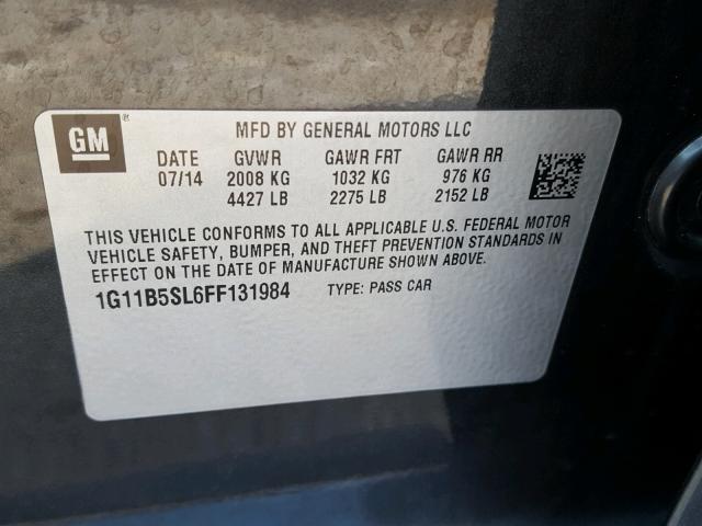 1G11B5SL6FF131984 - 2015 CHEVROLET MALIBU LS GRAY photo 10