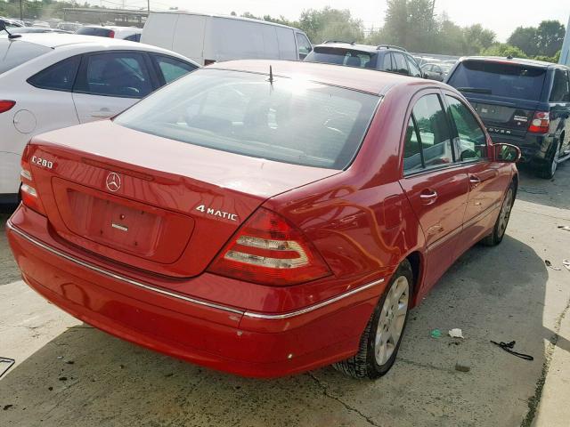 WDBRF92H46F771451 - 2006 MERCEDES-BENZ C 280 4MAT RED photo 4