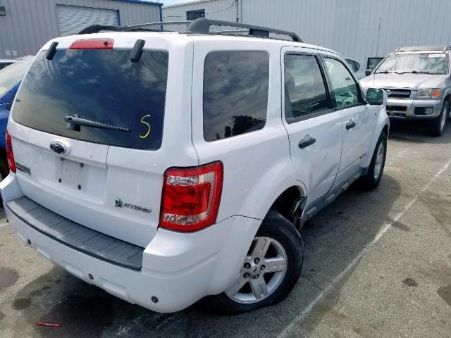 1FMCU49HX8KC00980 - 2008 FORD ESCAPE HEV WHITE photo 4