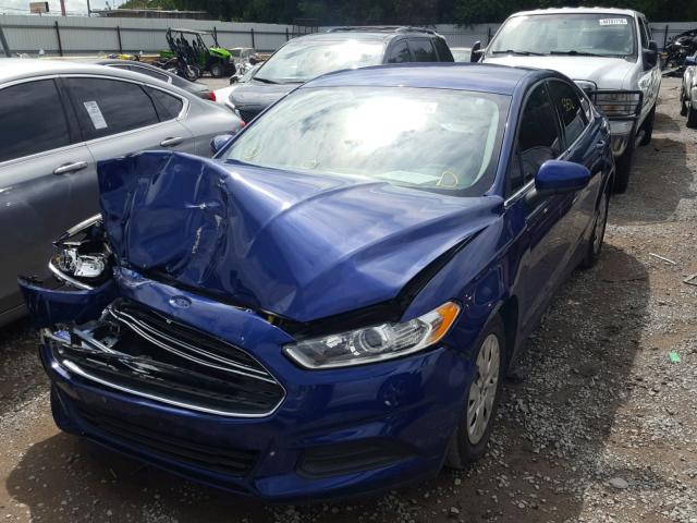 1FA6P0G71E5379311 - 2014 FORD FUSION S BLUE photo 2