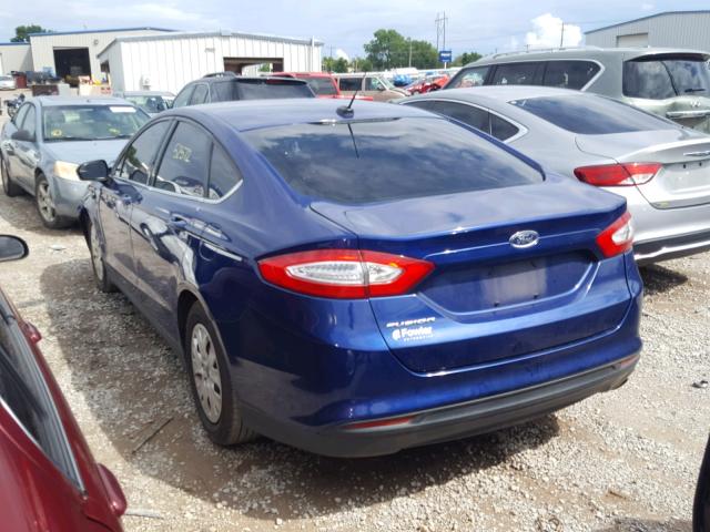 1FA6P0G71E5379311 - 2014 FORD FUSION S BLUE photo 3