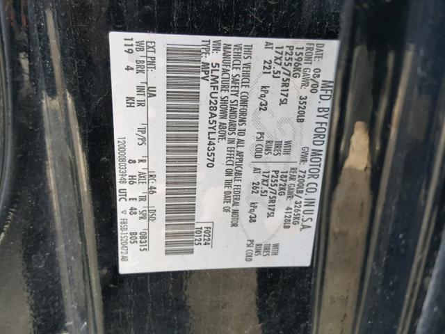 5LMFU28A5YLJ43570 - 2000 LINCOLN NAVIGATOR Qara foto 10