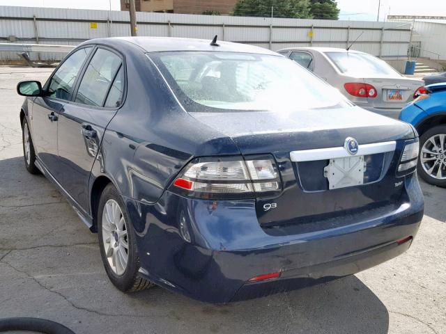 YS3FA4CY0B1302815 - 2011 SAAB 9-3 2.0T BLUE photo 3