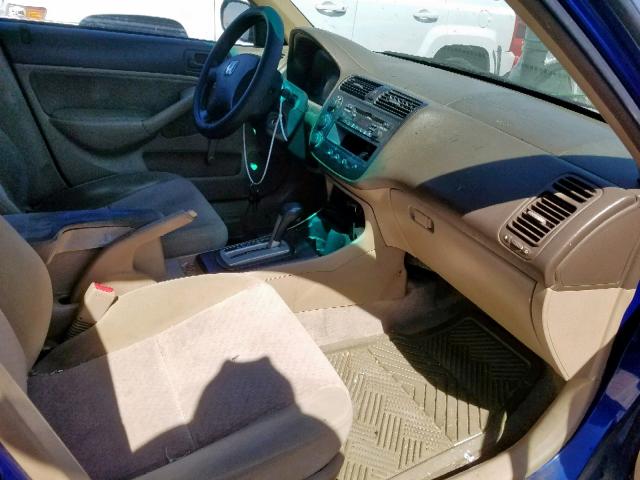 2HGES16395H505515 - 2005 HONDA CIVIC DX V BLUE photo 5