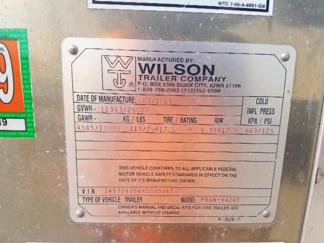 1W17242S4K5555947 - 2019 WIL TRAILER SILVER photo 10