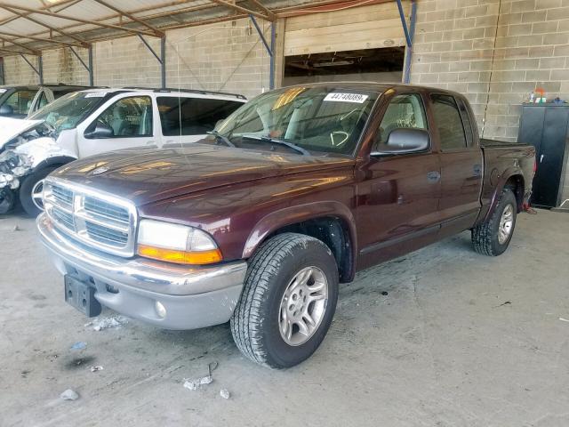 1D7HL48N74S737178 - 2004 DODGE DAKOTA QUA MAROON photo 2