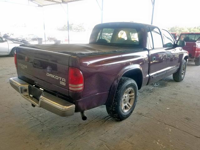 1D7HL48N74S737178 - 2004 DODGE DAKOTA QUA MAROON photo 4