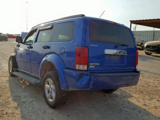 1D8GT58K97W551481 - 2007 DODGE NITRO SLT BLUE photo 3