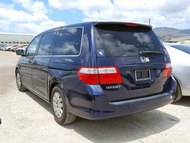 5FNRL38247B014534 - 2007 HONDA ODYSSEY LX BLUE photo 3