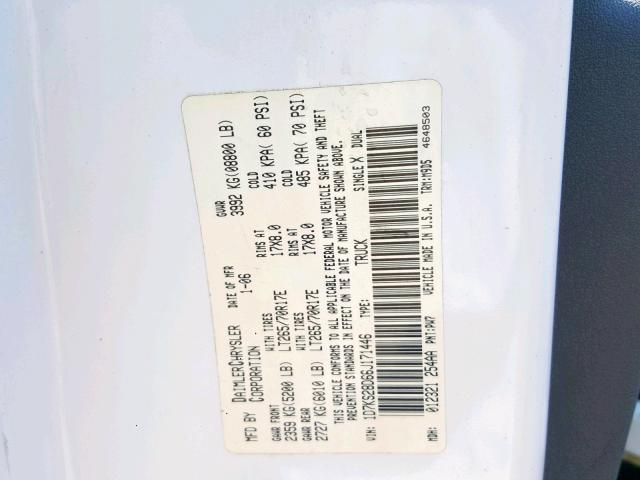 1D7KS28D66J171446 - 2006 DODGE RAM 2500 S Սպիտակ լուսանկար 10