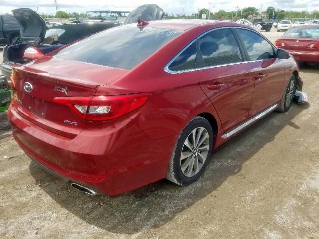 5NPE34AF9FH114419 - 2015 HYUNDAI SONATA SPO RED photo 4