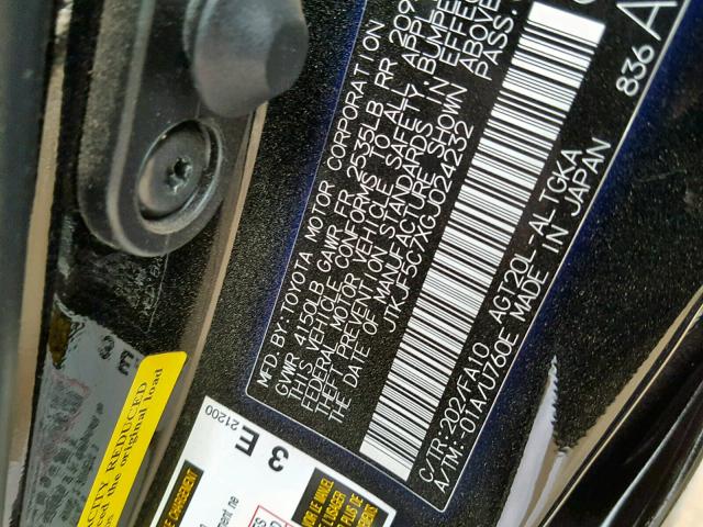 JTKJF5C7XGJ024232 - 2016 TOYOTA SCION TC BLACK photo 10