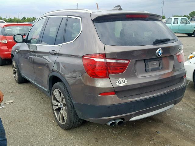 5UXWX7C59BL733220 - 2011 BMW X3 XDRIVE3 BROWN photo 3