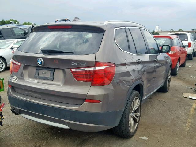 5UXWX7C59BL733220 - 2011 BMW X3 XDRIVE3 BROWN photo 4