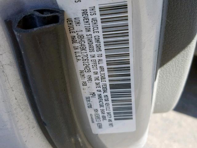 1J8HG48K17C612429 - 2007 JEEP COMMANDER SILVER photo 10