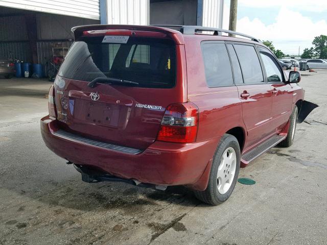 JTEEP21A850085340 - 2005 TOYOTA HIGHLANDER RED photo 4