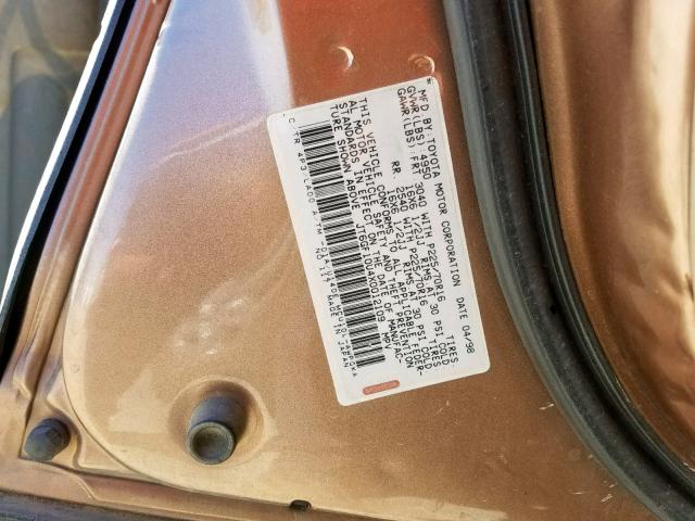 JT6GF10U4X0012109 - 1999 LEXUS RX 300 BEIGE photo 10