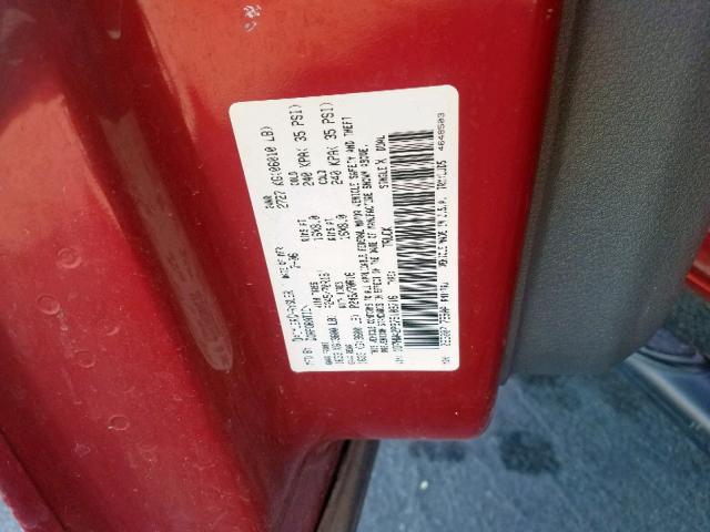 1D7HW42P97S103716 - 2007 DODGE DAKOTA SLT RED photo 10