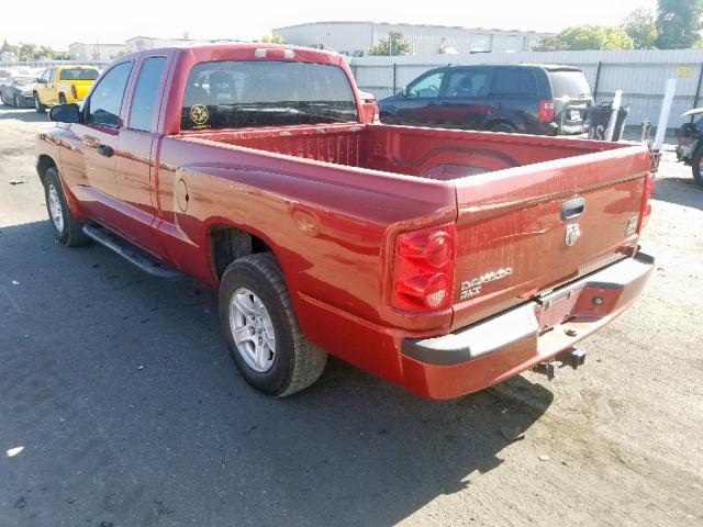 1D7HW42P97S103716 - 2007 DODGE DAKOTA SLT RED photo 3