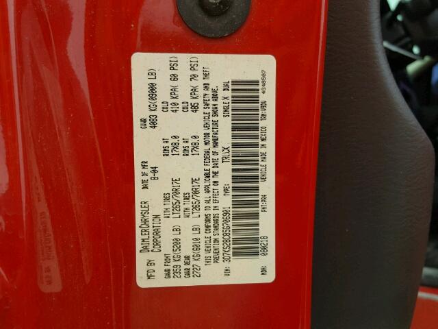 3D7KS28C85G706901 - 2005 DODGE RAM 2500 S Կարմիր լուսանկար 10