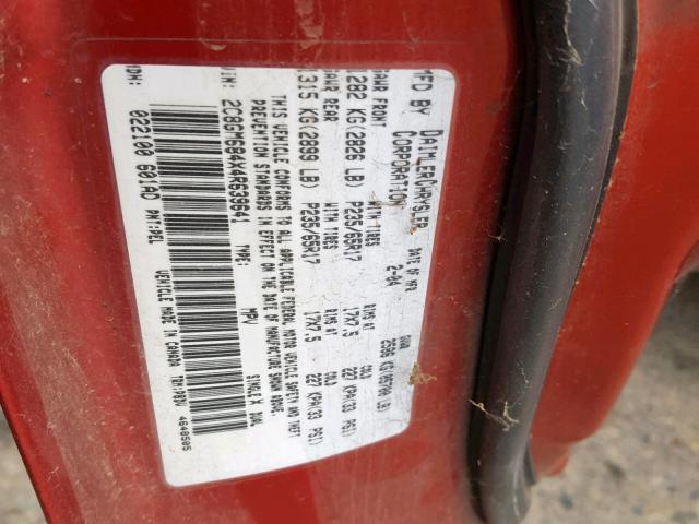 2C8GM684X4R639641 - 2004 CHRYSLER PACIFICA RED photo 10