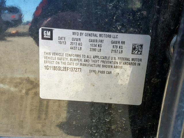 1G11B5SL2EF137277 - 2014 CHEVROLET MALIBU LS 灰色 照片 10