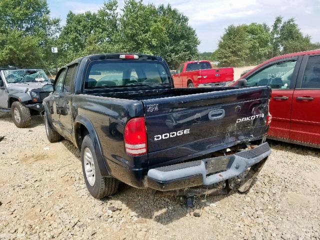 1D7HL38K34S585450 - 2004 DODGE DAKOTA QUA BLACK photo 3