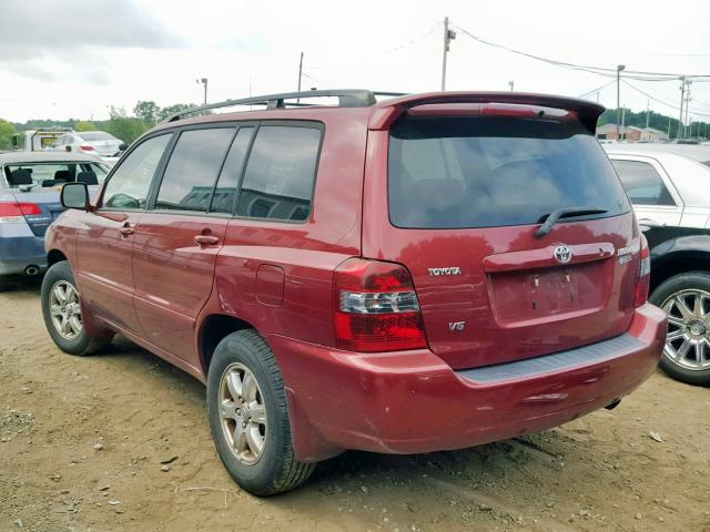 JTEDP21A870129559 - 2007 TOYOTA HIGHLANDER RED photo 3