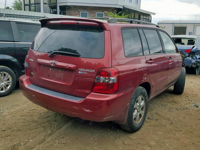 JTEDP21A870129559 - 2007 TOYOTA HIGHLANDER RED photo 4