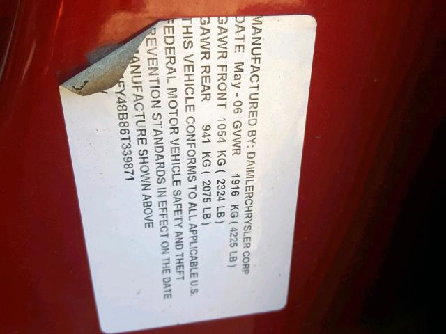 3A4FY48B86T339871 - 2006 CHRYSLER PT CRUISER RED photo 10