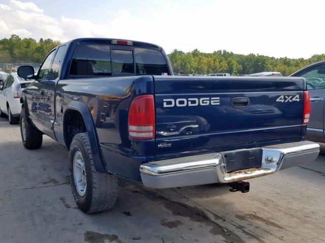 1B7GG22X3YS611799 - 2000 DODGE DAKOTA BLUE photo 3