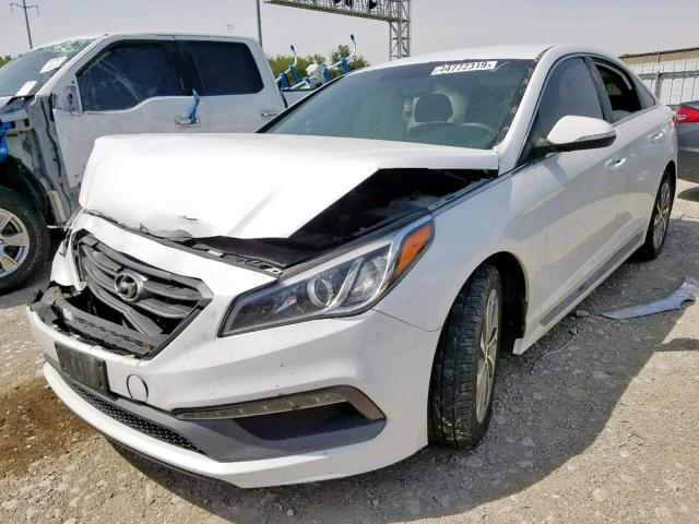 5NPE34AF2FH061529 - 2015 HYUNDAI SONATA SPO WHITE photo 2