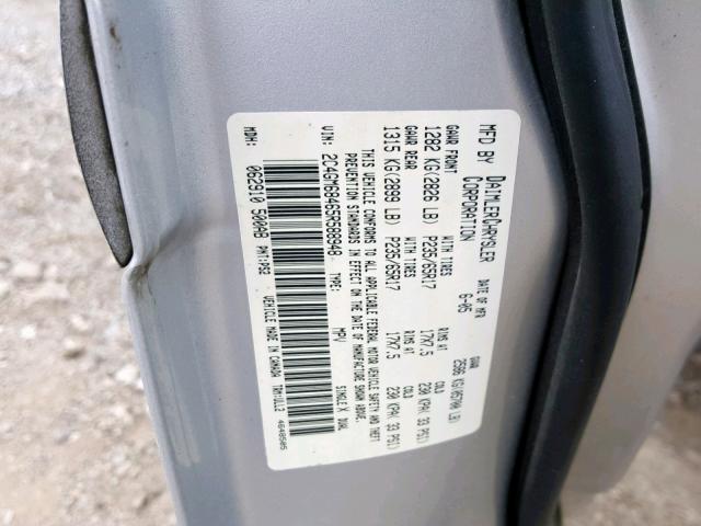 2C4GM68465R588948 - 2005 CHRYSLER PACIFICA T SILVER photo 10