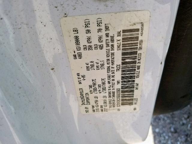 3D7KR28C85G823583 - 2005 DODGE RAM 2500 S თეთრი ფოტო 10