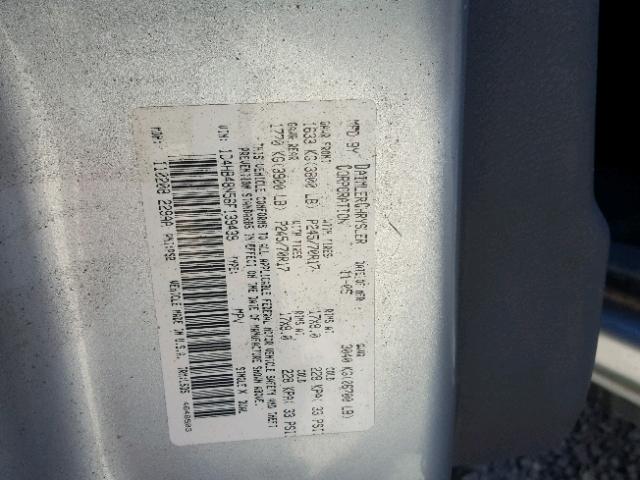 1D4HB48N56F139439 - 2006 DODGE DURANGO SL SILVER photo 10