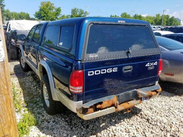 1B7HG48NX2S584999 - 2002 DODGE DAKOTA QUA BLUE photo 3