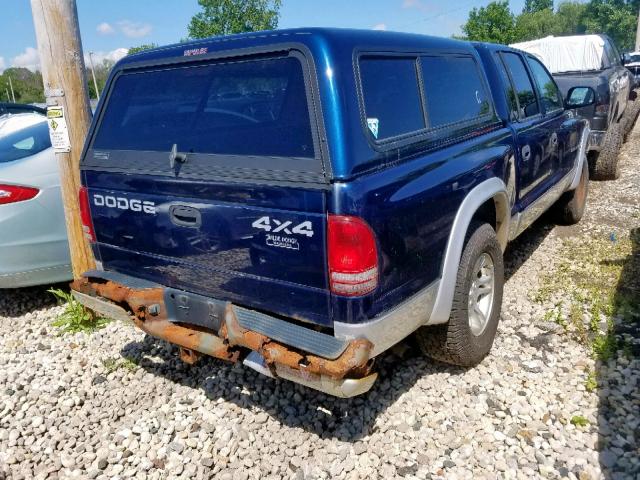 1B7HG48NX2S584999 - 2002 DODGE DAKOTA QUA BLUE photo 4