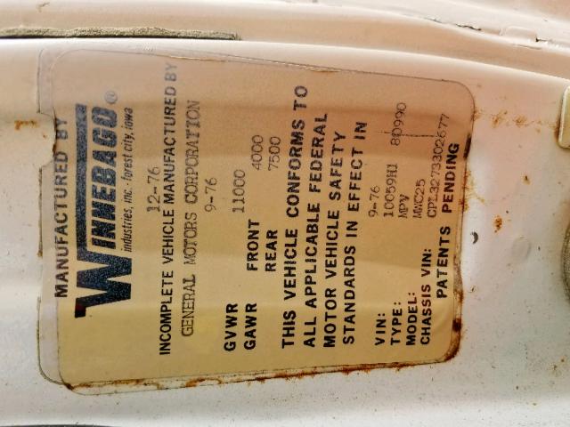 CPL3273302677 - 1977 WINNEBAGO MOTORHOME CREAM photo 10