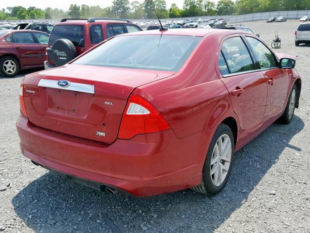 3FAHP0JG8AR144672 - 2010 FORD FUSION SEL RED photo 4