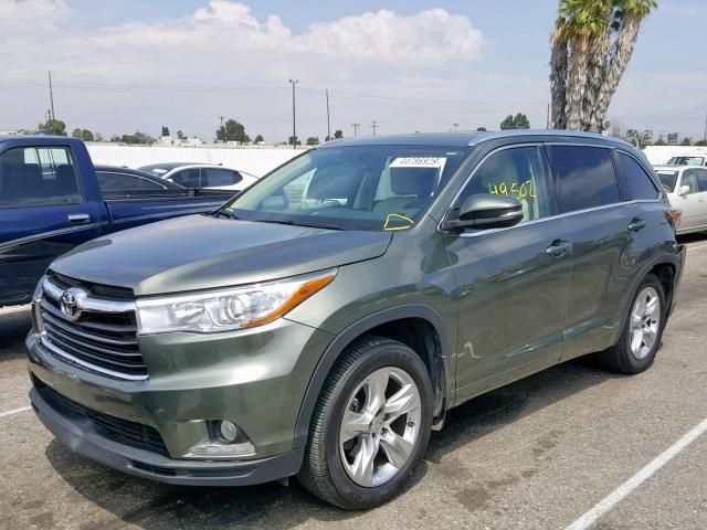 5TDDKRFH1ES054537 - 2014 TOYOTA HIGHLANDER GREEN photo 2