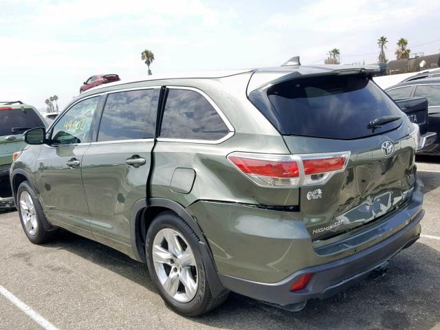 5TDDKRFH1ES054537 - 2014 TOYOTA HIGHLANDER GREEN photo 3