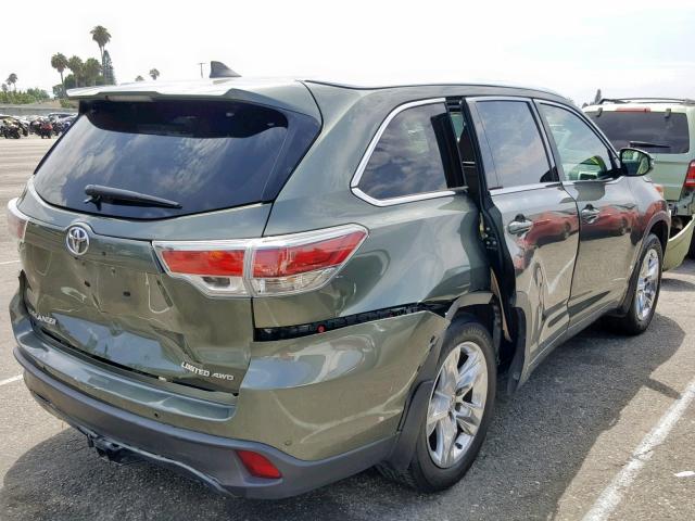 5TDDKRFH1ES054537 - 2014 TOYOTA HIGHLANDER GREEN photo 4