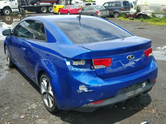 KNAFW6A33A5129436 - 2010 KIA FORTE SX BLUE photo 3