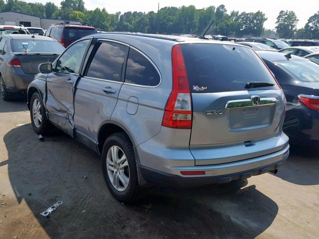 5J6RE3H79AL009303 - 2010 HONDA CR-V EXL BLUE photo 3