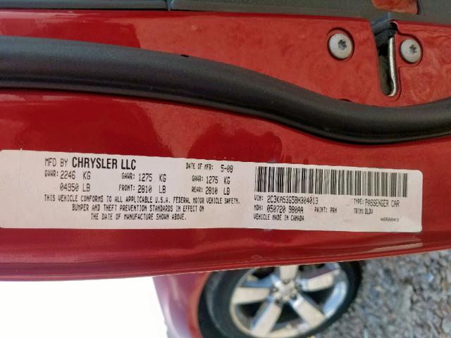 2C3KA53G58H304013 - 2008 CHRYSLER 300 TOURIN RED photo 10