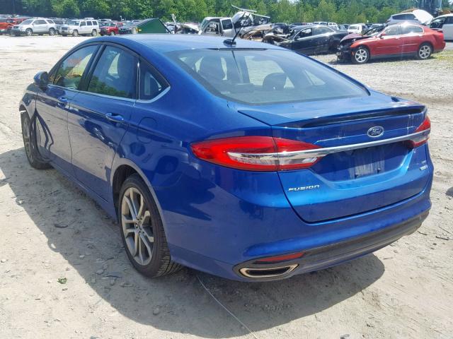 3FA6P0T98HR296404 - 2017 FORD FUSION SE BLUE photo 3