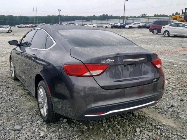 1C3CCCAB8GN144273 - 2016 CHRYSLER 200 LIMITE GRAY photo 3