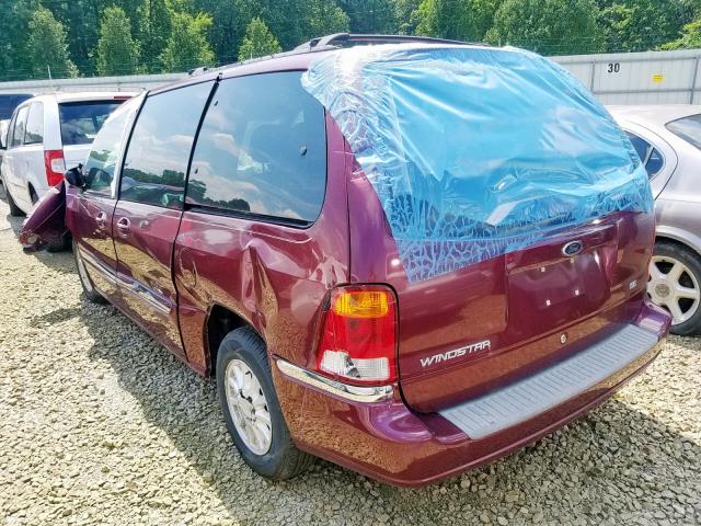 2FMZA5245YBB90921 - 2000 FORD WINDSTAR S BURGUNDY photo 3