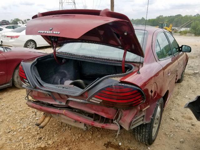 1G2NF52T21M654814 - 2001 PONTIAC GRAND AM S MAROON photo 4