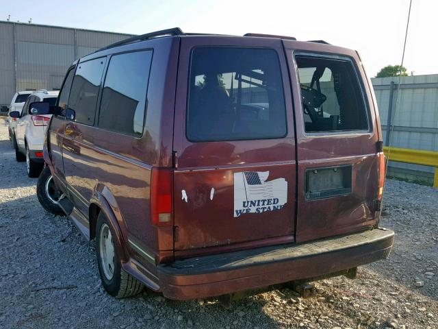 1GNDM19W7VB223948 - 1997 CHEVROLET ASTRO BURGUNDY photo 3